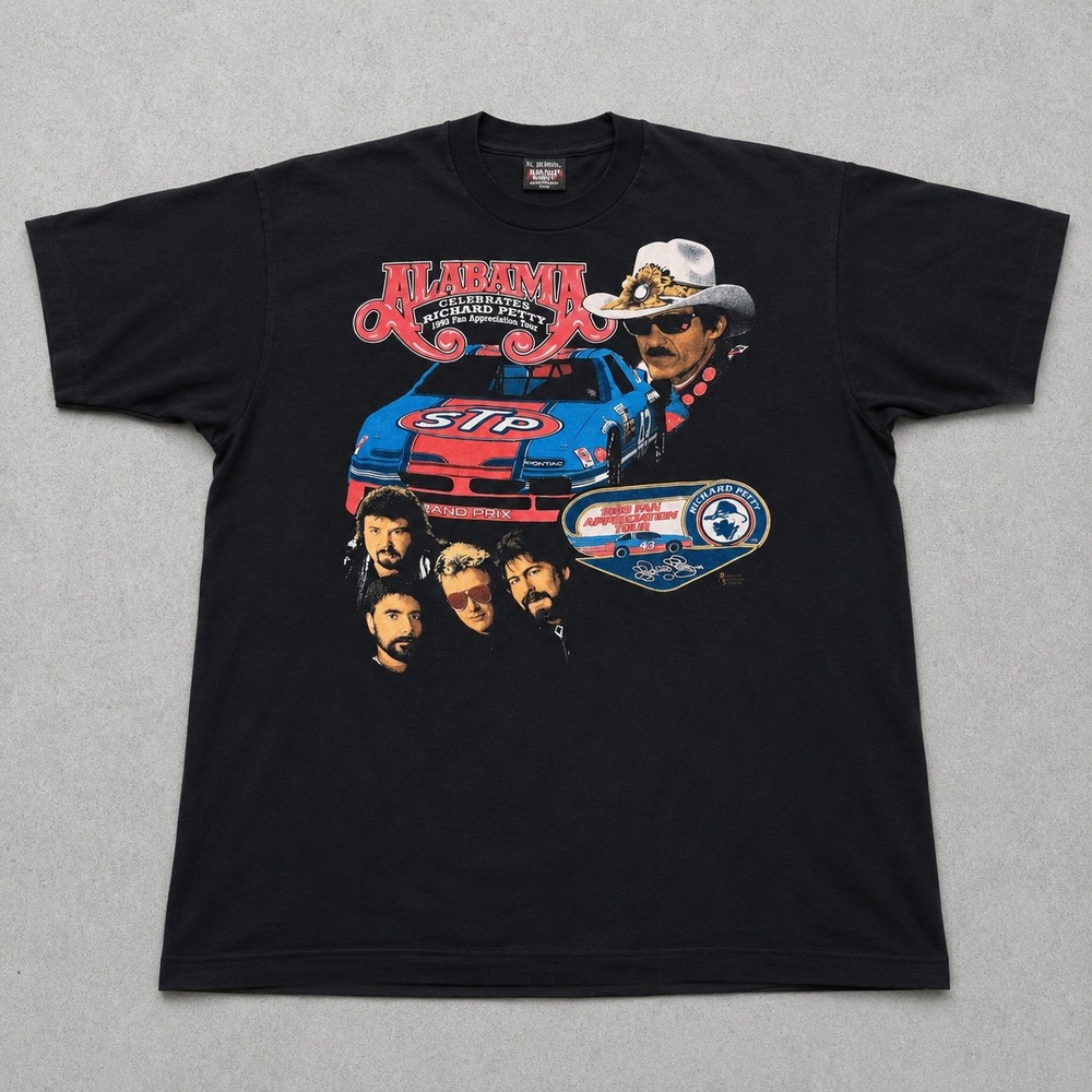 Vintage 1992 Alabama Richard Petty Fan Appreciation Tour T-Shirt XL Black USA